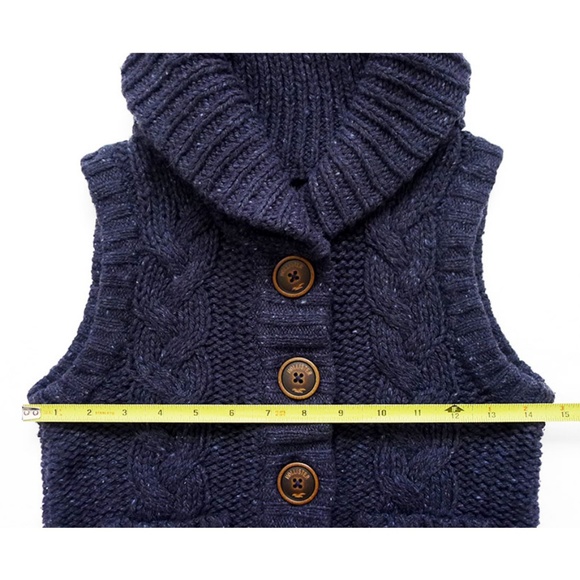 Shawl Collar Button Cotton/Wool Sweater Vest Jr S - Picture 2 of 6